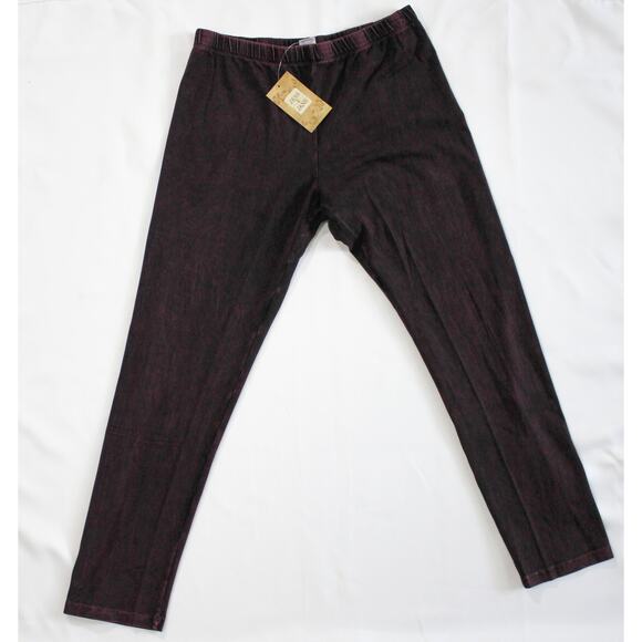 NWT Jess and Jane Size Large Day-to-Night Mineral Washed Wine Legging Pants - Picture 1 of 1